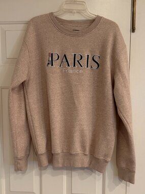 Paris Thick and Soft Sweatshirt Embroidered Applique Thick Fabric XL